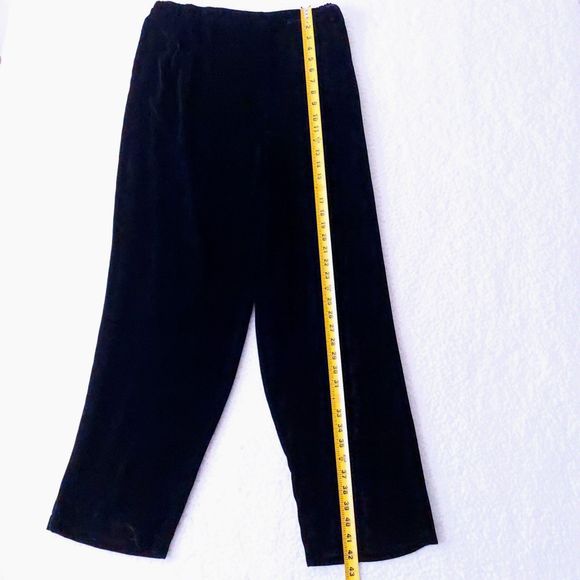 Eileen Fisher Silk Blend Black Pull On Velour Pants Women's Sz L NWT - Picture 8 of 12
